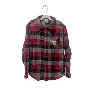 Carhartt Boys Flannel Button Down Size Small 8-10